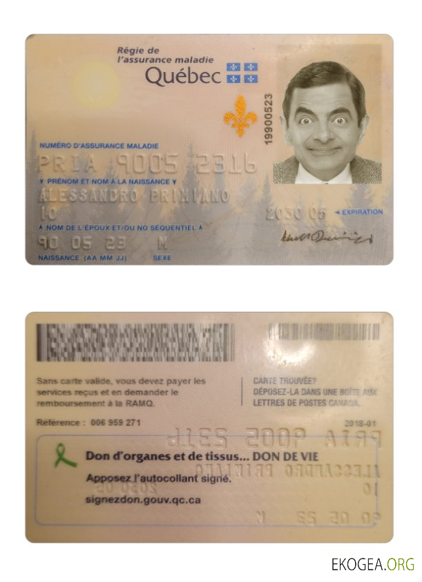 Carte d'assurance maladie Canada Québec